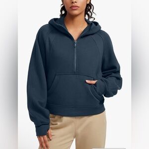 CRZ YOGA Womens Fleece Lined Half Zip Hoodies Pullover Oversized Long Sleeve